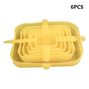 6 Pcs Silicone Stretch Lids Reusable Airtight Food Wrap Covers Keeping Fresh Seal Bowl Stretchy Wrap Cover Kitchen Cookware