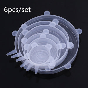 6 Pcs Kitchen Gadgets Kitchen Accessories Reusable Silicon Stretch Lids Universal Lid Silicone Food Wrap Bowl Lid Kitchen Tools