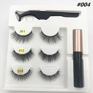 3 pairs of magnetic eyelashes, waterproof magnetic eyeliner and tweezers,  magnet mink eyelashes makeup 3D false eyelashes set