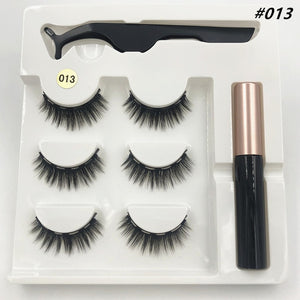 3 pairs of magnetic eyelashes, waterproof magnetic eyeliner and tweezers,  magnet mink eyelashes makeup 3D false eyelashes set