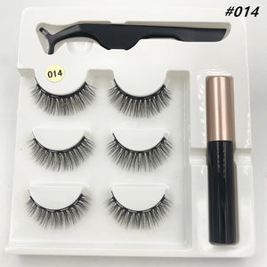 3 pairs of magnetic eyelashes, waterproof magnetic eyeliner and tweezers,  magnet mink eyelashes makeup 3D false eyelashes set