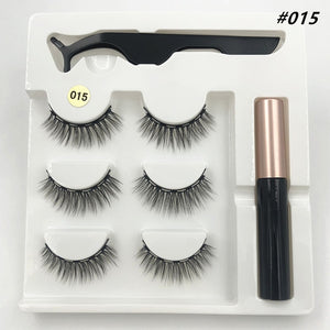 3 pairs of magnetic eyelashes, waterproof magnetic eyeliner and tweezers,  magnet mink eyelashes makeup 3D false eyelashes set