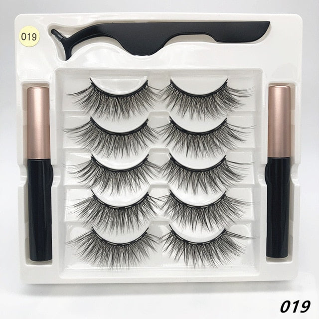 3 pairs of magnetic eyelashes, waterproof magnetic eyeliner and tweezers,  magnet mink eyelashes makeup 3D false eyelashes set