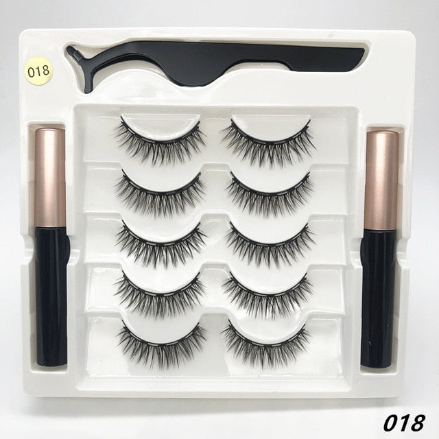 3 pairs of magnetic eyelashes, waterproof magnetic eyeliner and tweezers,  magnet mink eyelashes makeup 3D false eyelashes set