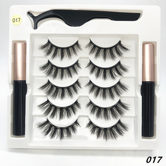 3 pairs of magnetic eyelashes, waterproof magnetic eyeliner and tweezers,  magnet mink eyelashes makeup 3D false eyelashes set