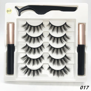 3 pairs of magnetic eyelashes, waterproof magnetic eyeliner and tweezers,  magnet mink eyelashes makeup 3D false eyelashes set