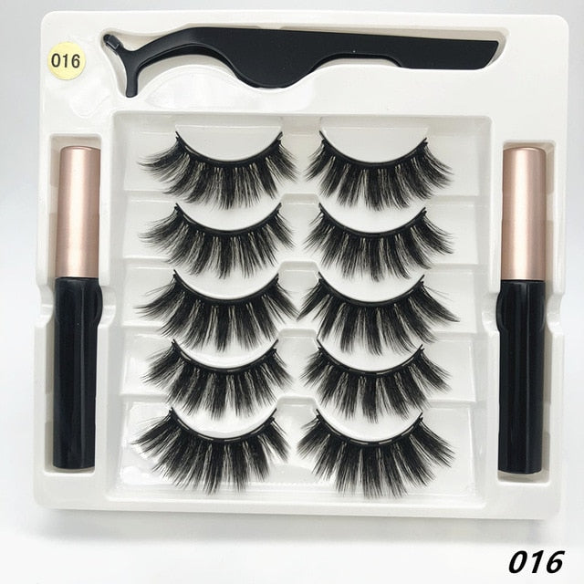 3 pairs of magnetic eyelashes, waterproof magnetic eyeliner and tweezers,  magnet mink eyelashes makeup 3D false eyelashes set