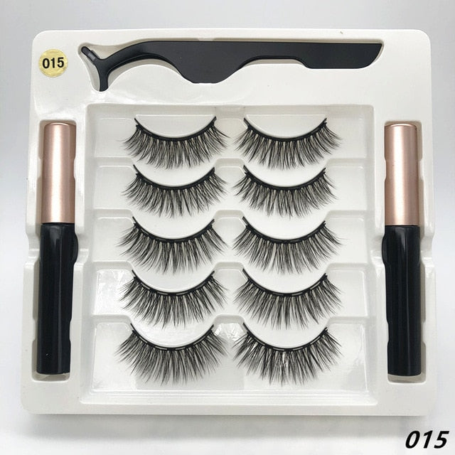 3 pairs of magnetic eyelashes, waterproof magnetic eyeliner and tweezers,  magnet mink eyelashes makeup 3D false eyelashes set