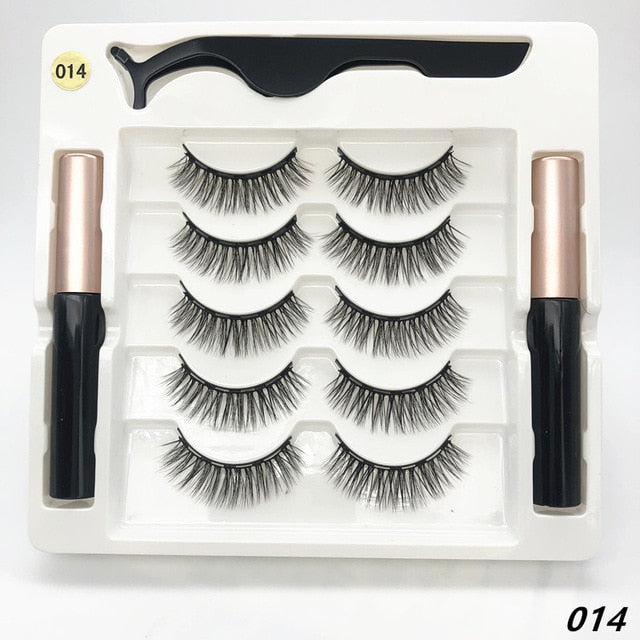 3 pairs of magnetic eyelashes, waterproof magnetic eyeliner and tweezers,  magnet mink eyelashes makeup 3D false eyelashes set