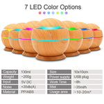 Load image into Gallery viewer, USB Aroma Humidifier Aromatherapy Wood Grain 7 Color LED Lights Electric Aromatherapy Essential Oil Aroma Diffuser 130ml humidif
