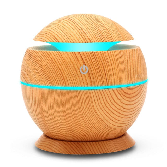 USB Aroma Humidifier Aromatherapy Wood Grain 7 Color LED Lights Electric Aromatherapy Essential Oil Aroma Diffuser 130ml humidif