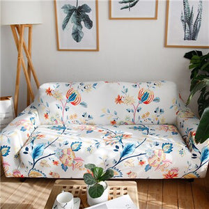 Elastic Happy Birds and Trees printed Sofa Cover Sectional L-shaped Couch Cover Tight Wrap All-inclusive Slipcover 1/2/3/4 Seats