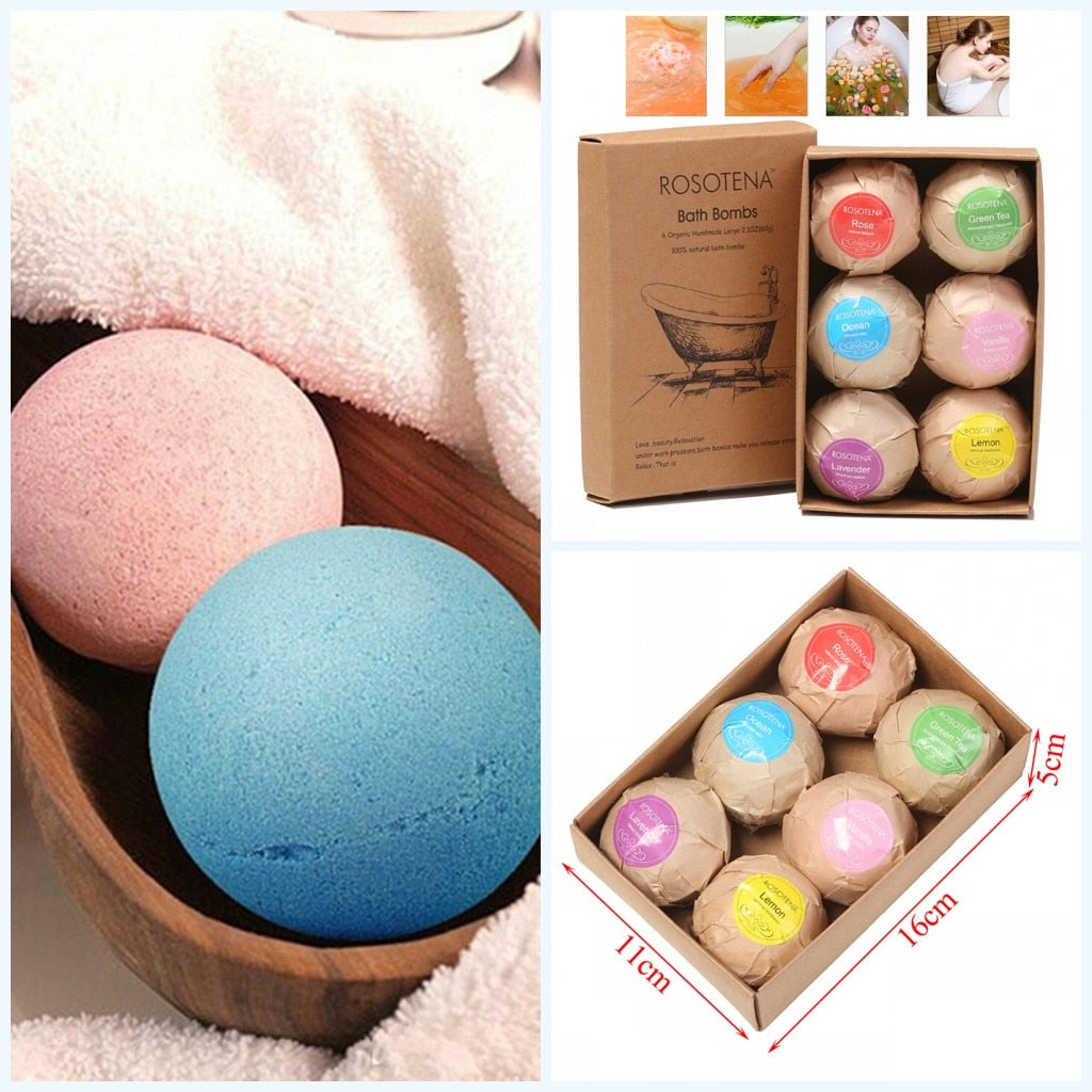 6PCs/Box 60g Bath Boom Natural Bubble Bath Salt Ball Essential Oil Body Whitening Relax Shower Body Clean Soap For Bathroom